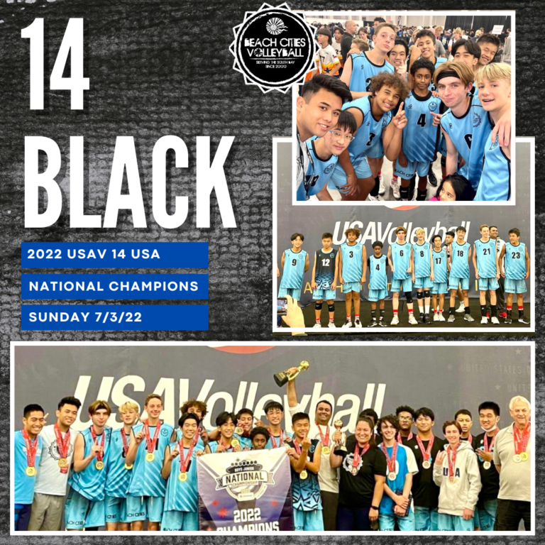 14 BLACK — 2022 USAV 14 USA NATIONAL CHAMPIONS Beach Cities Volleyball