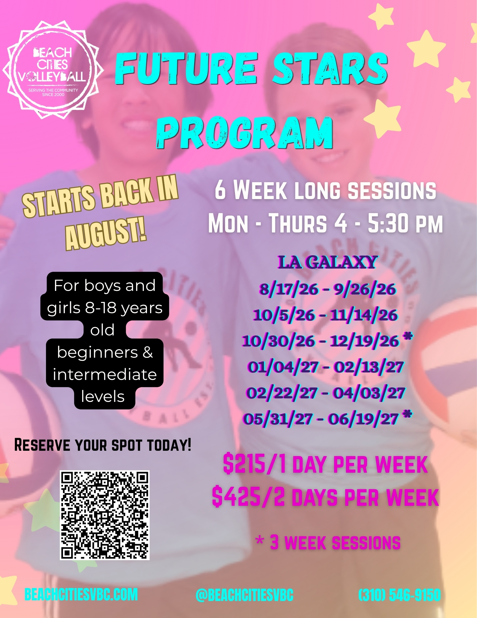 LA GALAXY MON - THURS FROM 4:00PM - 5:30PM - 6